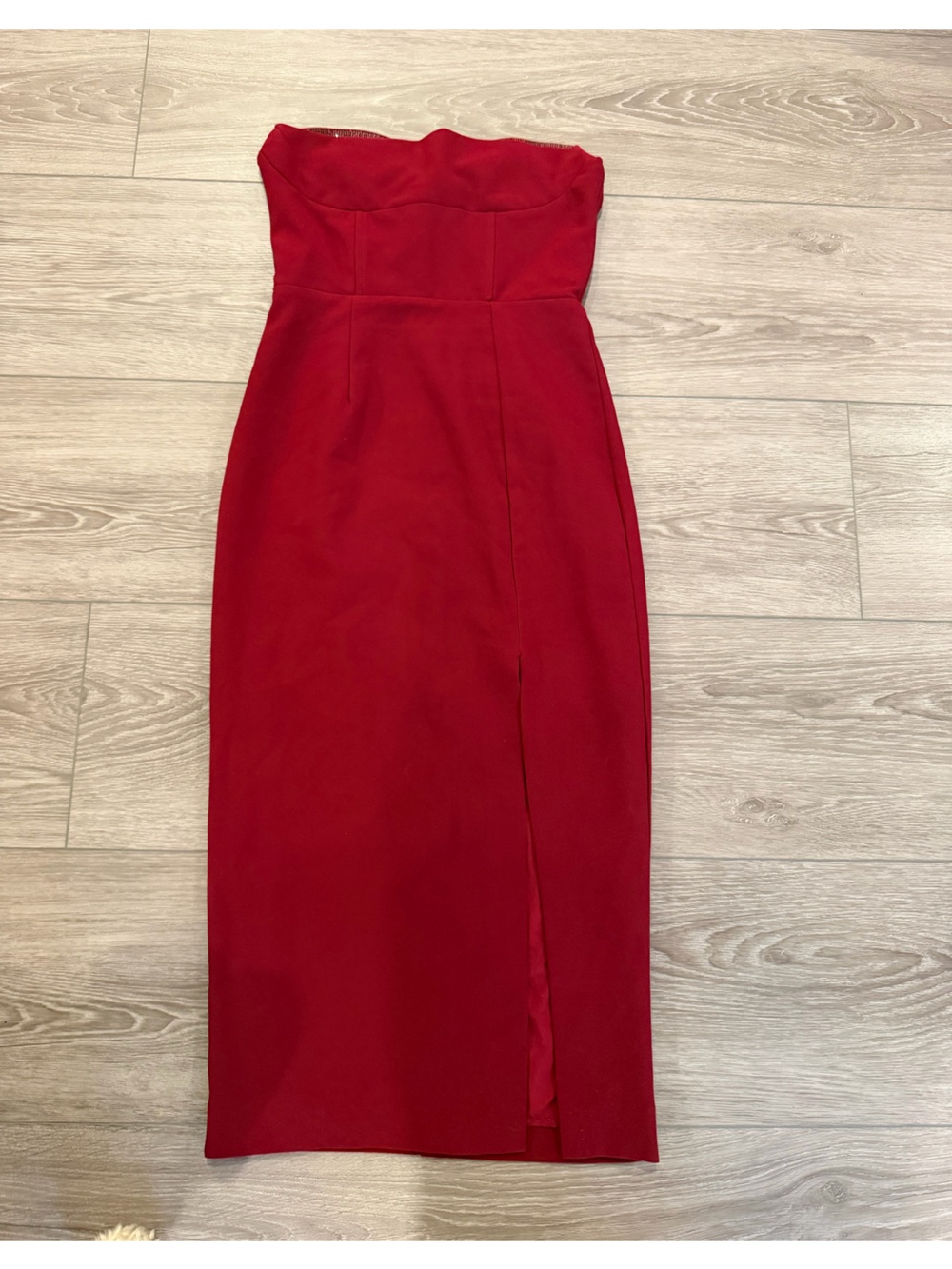 ASTR Red Strapless Midi Dress